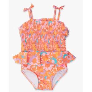 RuffleButts Peplum Smocked Bodice One Piece Swimsuit